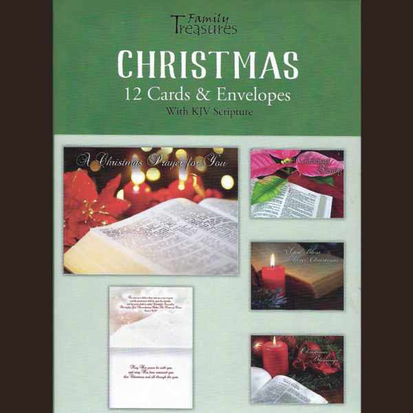 BIBLE AND POINSETTIA GREETING CARDS- KJV