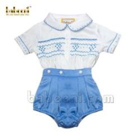 Cute geometric smocking boy set (baby clothing)