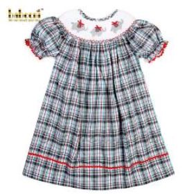 Luxurious geometric smocked dress for little girl (baby clothing)