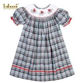 Luxurious geometric smocked dress for little girl (baby CLOTHING)