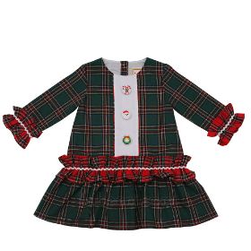 Flannel Christmas embroidery dress for little girl