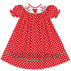 Lovely reindeer and candy smocked bishop dress (baby clothes)