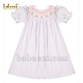 Geometric embroidered girl dotted dress (baby clothing)