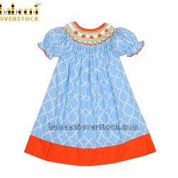 Thanksgiving pumpkin smocked DRESS (baby clothes)