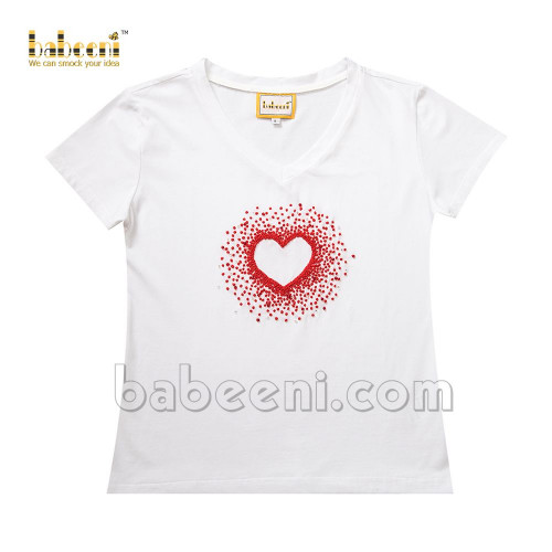 Beaded love heart women T-SHIRT (women clothing)