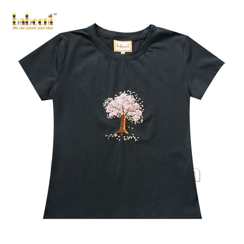 Flower hand embroidery women T-SHIRT (women clothing)