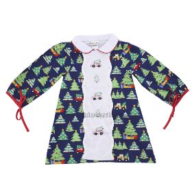 Christmas tree car shadow embroidery dress (baby clothes)