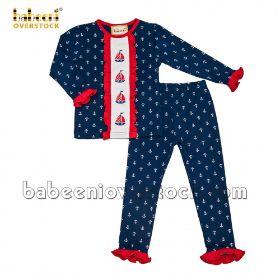 Lovely embroidered boat girl navy loungewear (baby clothes)