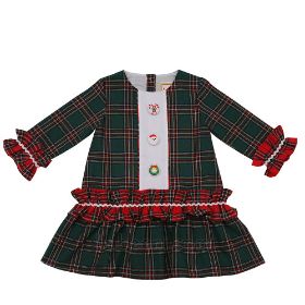Flannel Christmas embroidery DRESS for little  (girl DRESS)