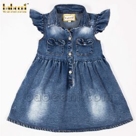 Bow denim baby dress (baby clothes)