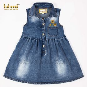 FLOWER hand embroidery denim dress (baby clothes)