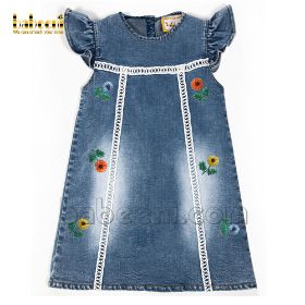 Flower embroidery DENIM dress (girl clothing)
