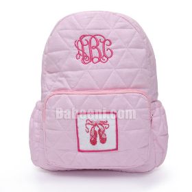 Smocked pink SHOES quilted backpack for kids