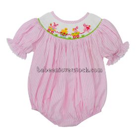 Easter bunny smocked bubble for baby girl
