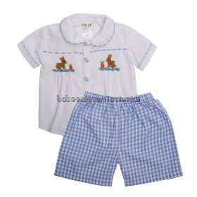 Easter bunny smocked boy outfit
