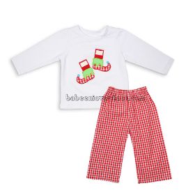 Lovely appliqued boy X-mas shoes set