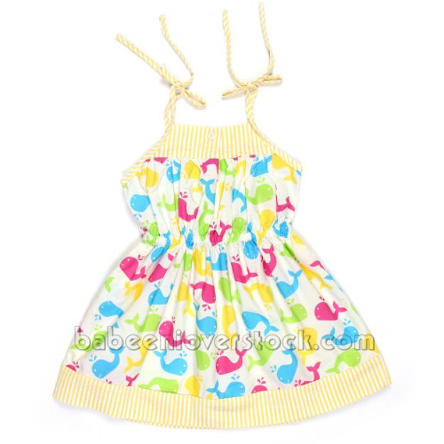 Multi color whale SUMMER DRESS with sleeveless