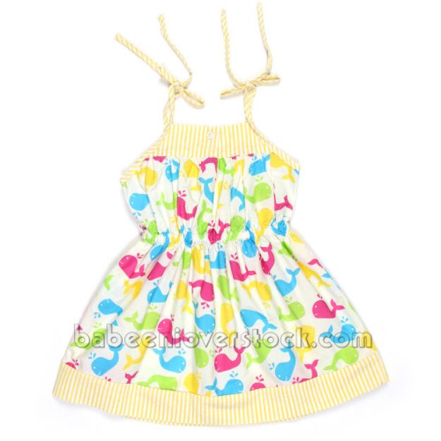 Multi color whale summer dress with sleeveless