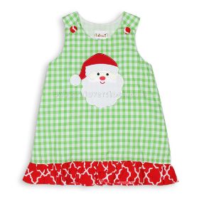 Beautiful Santa Claus appliqued A-line dress for baby girls