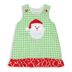 Beautiful Santa Claus appliqued A-line DRESS for baby girls