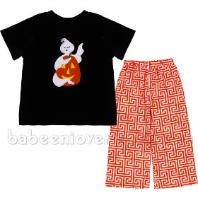 Boo pumpkin applique boy set