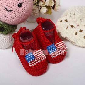 Red FLAG Crochet Shoes for Little Baby