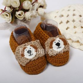 Brown DOG Crochet Shoes for Little Baby