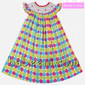 Lovely geometric hand smocked bishop DRESS