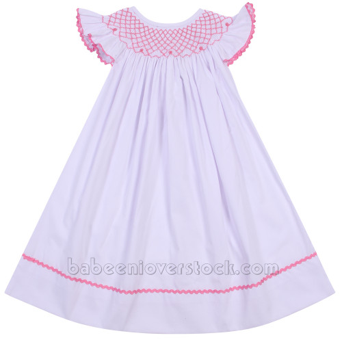 Exquisite geometric smocked white dress (baby clothing)