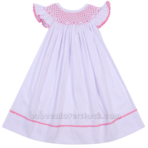 Exquisite geometric smocked white dress (baby CLOTHING)