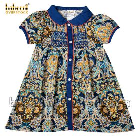 Pretty geometric paisley smocked dress