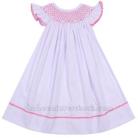 Exquisite geometric smocked white DRESS