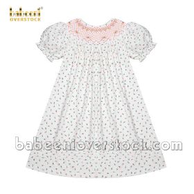 Geometric smocked dress tiny printed flowers