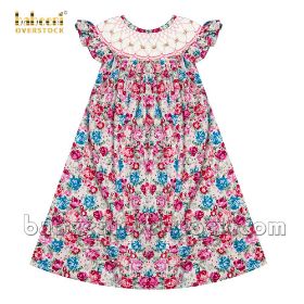 Geometric smocked dress richloom flowers