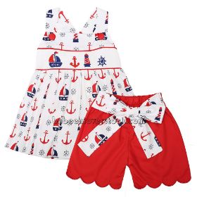 Sailboat hand Smocked girl outfit