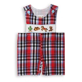 Cute cowboy smocked shortall