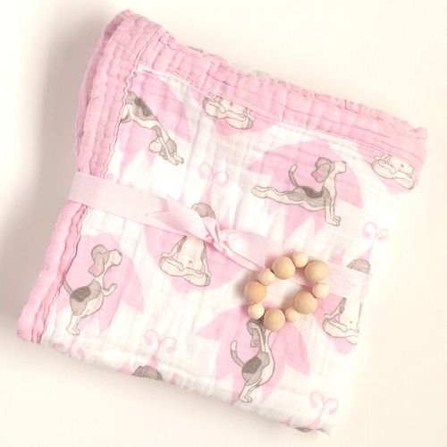 Downward Dog Yoga Baby Swaddle in Pink