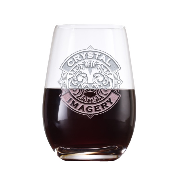 Crystal Stemless Wine Glass - Deep Carved With Your Logo