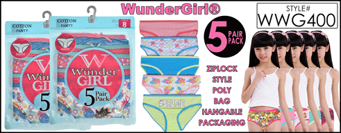 WWG400 Big Girls 5PK Cotton Panties (Zip Lock)