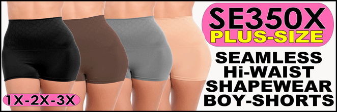 SE350X Ladies Plus-Size Shapewear HI-Waist Boy-Shorts