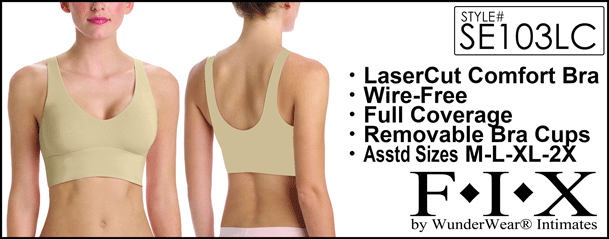 SE103LC Ladies Laser Cut Comfort BRA, Taupe