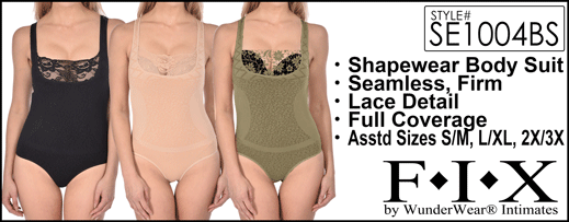 SE1004BS LADIES Seamless Shaping Body Suit with Lace Panel