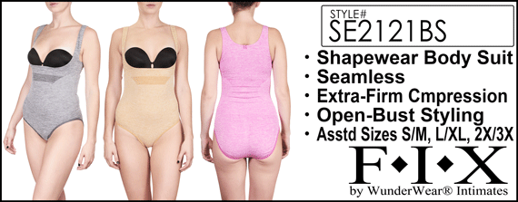 SE2121BS LADIES Seamless Open-Bust Shapewear Body Suit