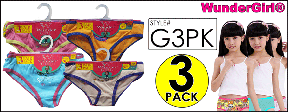G3PK Big Girls 3PK Cotton Panties Assortments