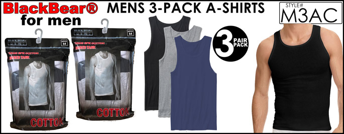 M3AC Mens 3PK Color Cotton Ribbed A-Shirts