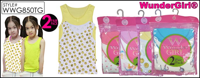 WWG850TG Toddler Girls 2PK Printed Tank Style Undershirts