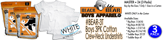 BEAR-3T Boys 3PK Cotton Crew Neck T-SHIRTs