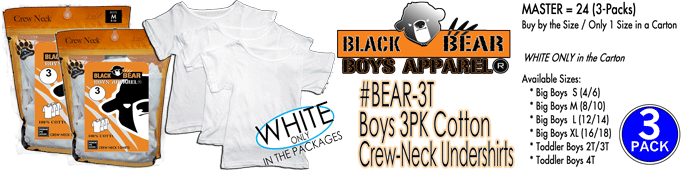 BEAR-3T Boys 3PK Cotton Crew Neck T-SHIRTS