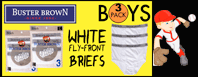 BUSTER-3FFW Buster Brown Boys 3PK Cotton Fly-Front BRIEFS (White)