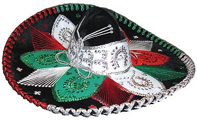 Mexican FLAG Fancy Charro Sombrero